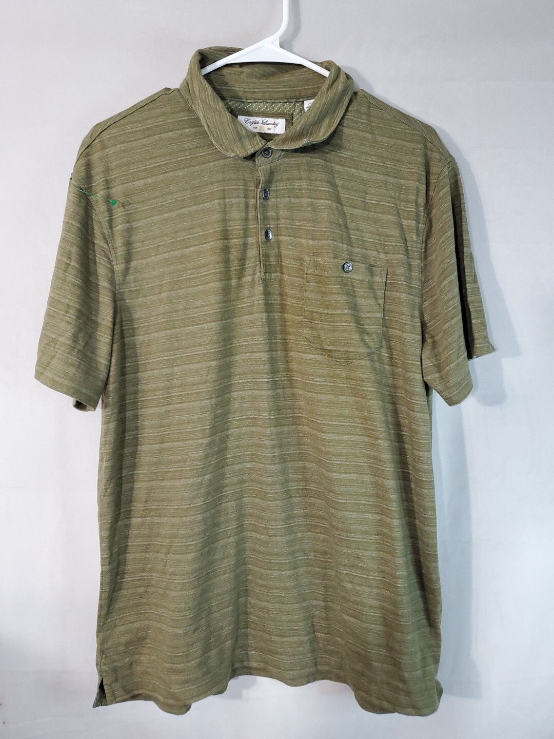 English Laundry Men's Large Polo Shirt Short Sleeve Collared with Front Pocket