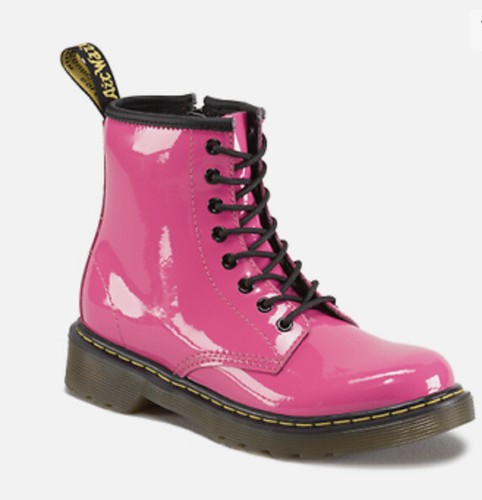 Doc Martens Delaney Hot Pink Patent Leather Booties size 5 - Afbeelding 1 van 8