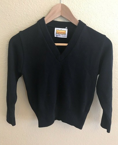 School Apparel Boys Girls Kids Uniform Sweater Sz Small S Navy Blue Long Sleeve - Picture 2 of 6