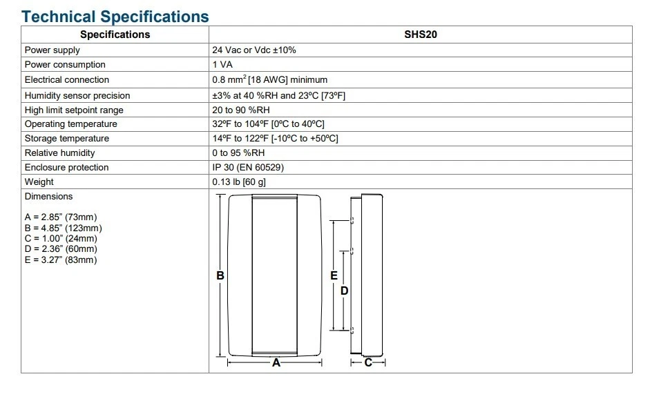 NEPTRONIC NF HRO20 / SHS20 Room High Limit Humidistat (NEW IN BOX) - Image 4 of 4
