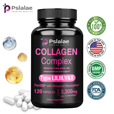 Collagen Complex - Type I,II,III,V,X - Anti-Aging, Reduces Fine Lines & Wrinkles