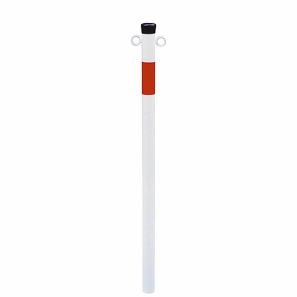 Absperrpfosten 42 Mm Rundrohr + 2 ÖSen Weiß Rot Zum Einbetonieren-image
