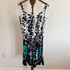 Nine West Women's Size 10 Multicolor Floral Sleeveless Scoop Neck A-Line Dress