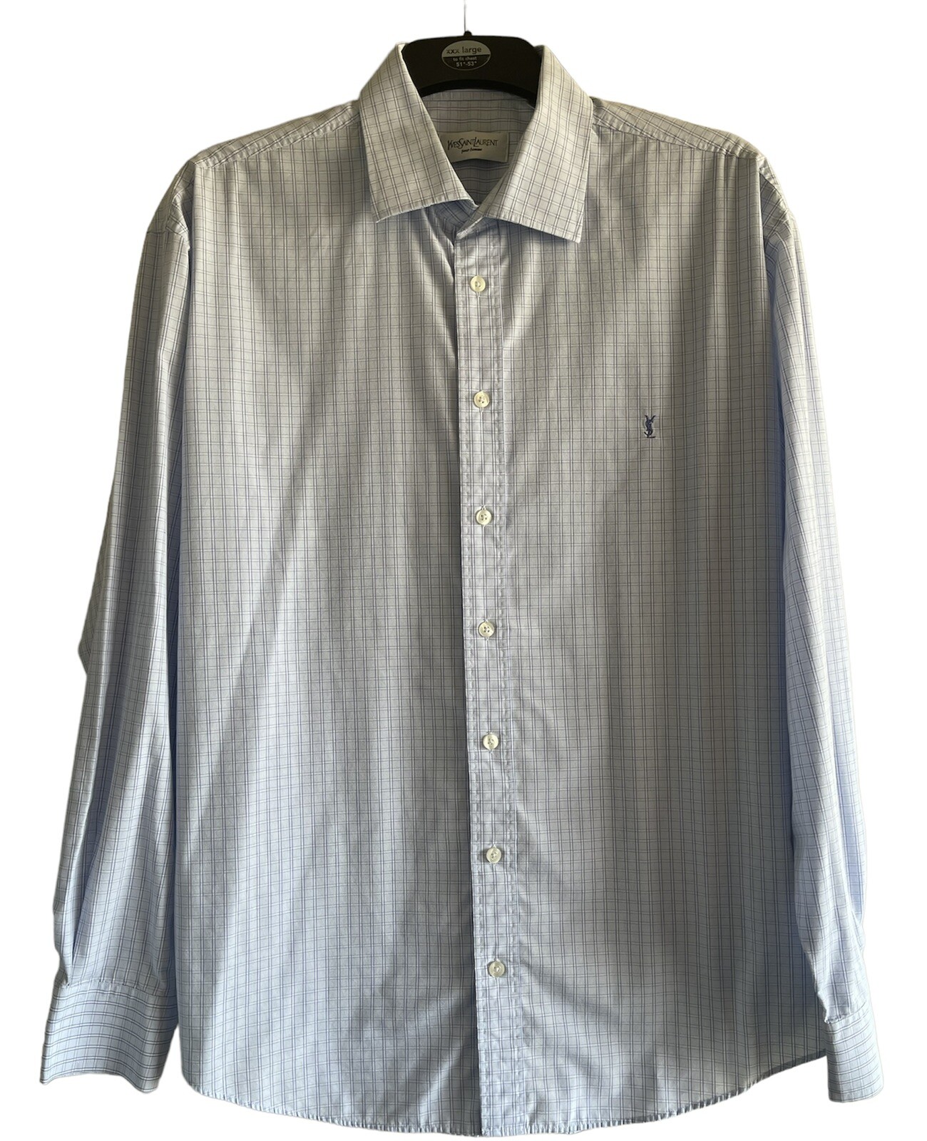 Camicia da uomo Yves Saint Laurent XL blu e bianco YSL da uomo designer Oxford
