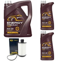 MotoröL Set Mannol Energy Premium 5W-30 7 Liter + ÖLfilter FüR Chevrolet Captiva