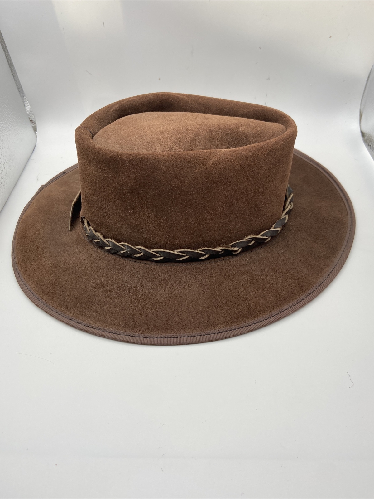 EXCALIBUR BROWN LEATHER COWBOY HAT Size Small Gem