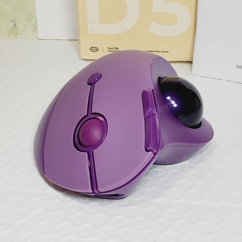 Trackball Wireless Mouse MBD5 Bluetooth 2.4G USB Ergonomic Thumb Roll PURPLE - Picture 7 of 20