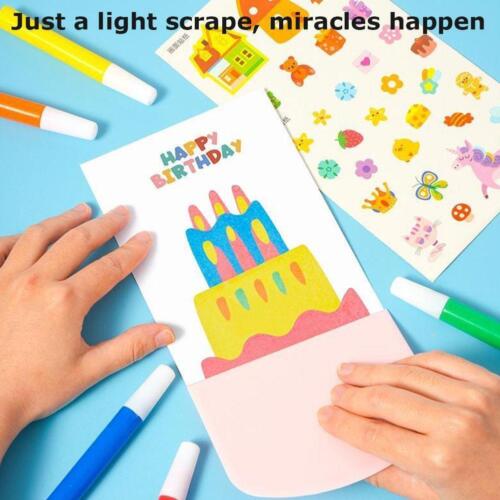 Squeegee Art Kids Paint Kit, 20PCS DIY Ranbow Scratch Art, Childrens USN - Picture 6 of 17