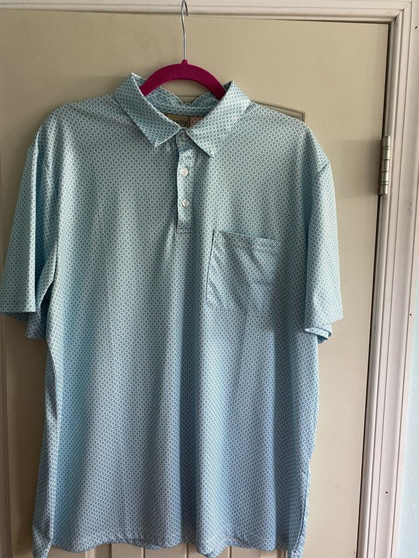 Men’s Scandia Woods S/S Polo Golf Shirt Adult Large Blue White Diamond Orange