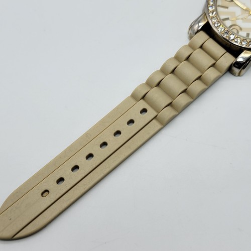 Orologio BKE Donna 43mm Lunetta Strass Cinturino Silicone Beige, Batteria Nuova* - Foto 4 di 18