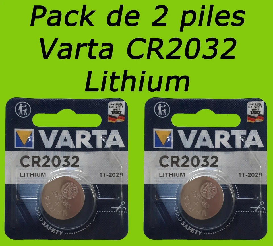 LOT 2 PILES BOUTON LITHIUM VARTA CR2032 6032 3V 230mAh - sous blister