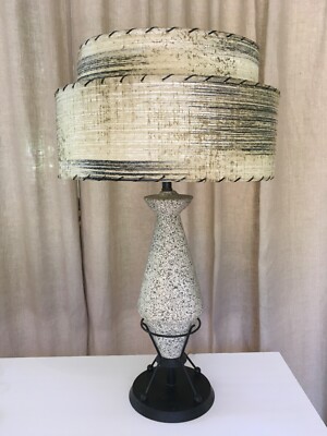 atomic 1950s rocket lamp fiberglass shade mid century ceramic Shetland China