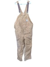 Men's Carhartt Insulated Loose Brown Bib Overalls- 2X