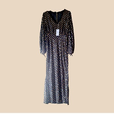 Schwarzes Pailletten Abendkleid Gepunktet Silvester Party, Finders Keepers 38