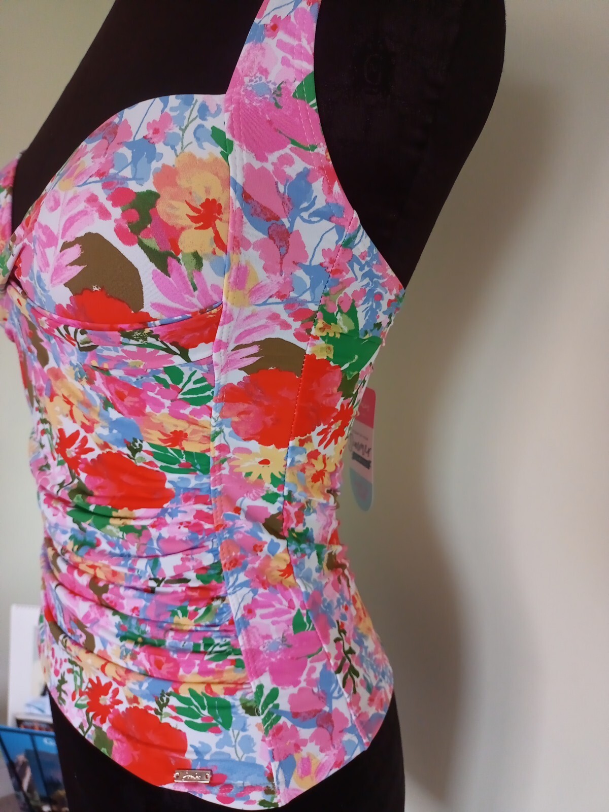 JOULES ROMA WHITE MEADOW TANKINI BIKINI TOP SIZE 10 PINK FLORALS BNWT RRP £29.95 image 3