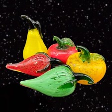 Art Glass Fruit Set 5 pcs Glass Figurines Paperweight Kitchen Decor Multicolor