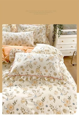 Princess Ruffles Cotton Quilt Cover Set Single Quilt Covers Floral Duvet Cover - Bild 18 von 34