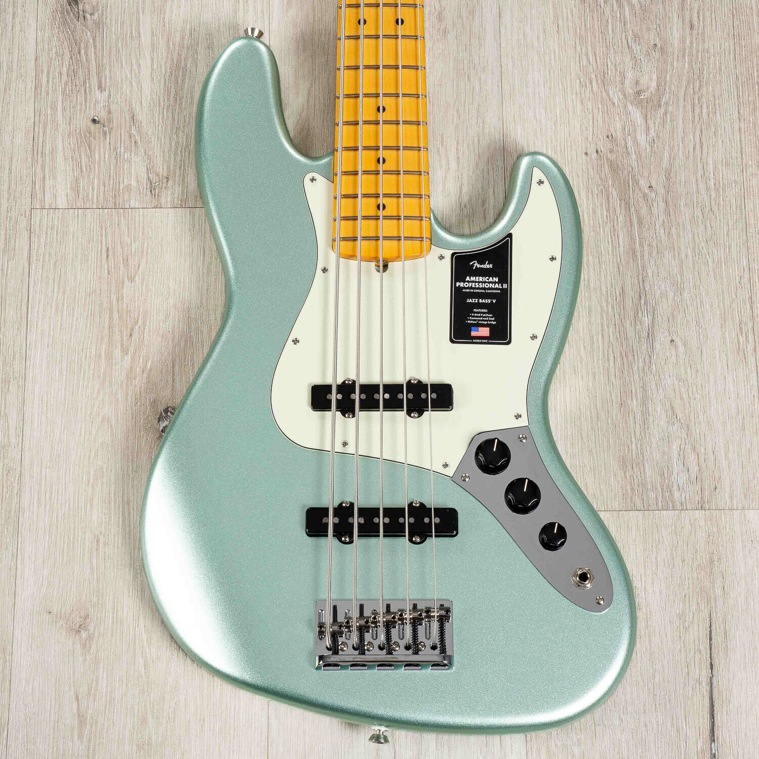 Fender American Professional II 5-String Jazz Bass V, Maple, Mystic Surf Green