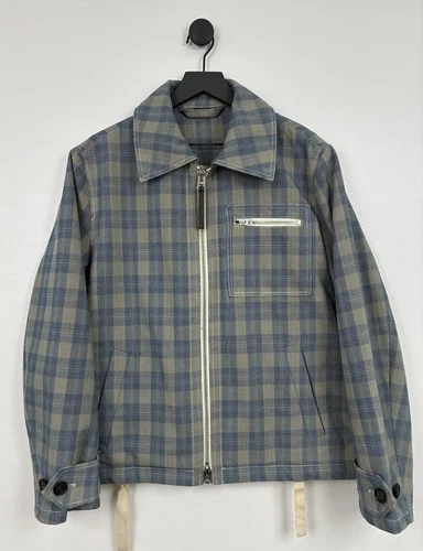 Acne Studios Plaid Jacket Blue & Taupe Two-Way Zipper Size 48 - product listing photo