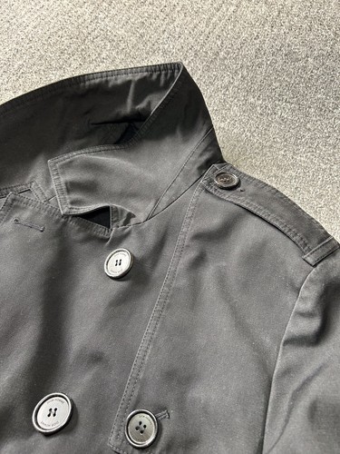 Dior Homme VTG Italy Made Men's Black Double Breasted Trench Coat EU50 UK40 - Picture 8 of 9