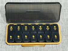Weekly Pill Box Organizer Black/Gold