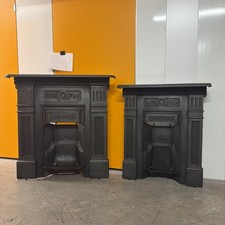 Pair of Restored Original Living Room 1899 Victorian Cast Iron Fireplaces