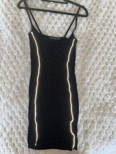 Black PrettyLittleThing bodycon dress with reflective stripes
