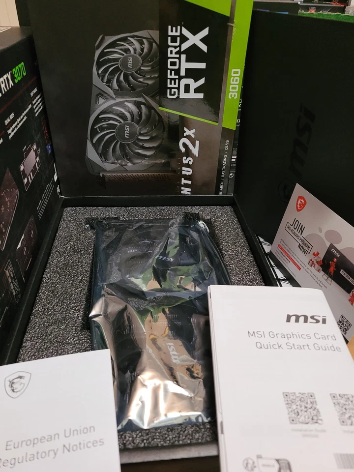 MSI NVIDIA GEFORCE RTX 3060 12gb Ventus 2X PC Gaming Graphics card Expert Tested - Image 2 of 4