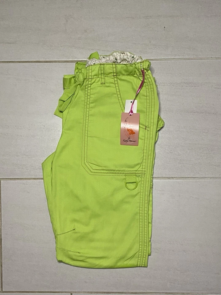 Koi, Lot Of 2 Lindsey Women's Scrub Cargo Pants Orange And Lime Green Sz Small - Image 2 of 4