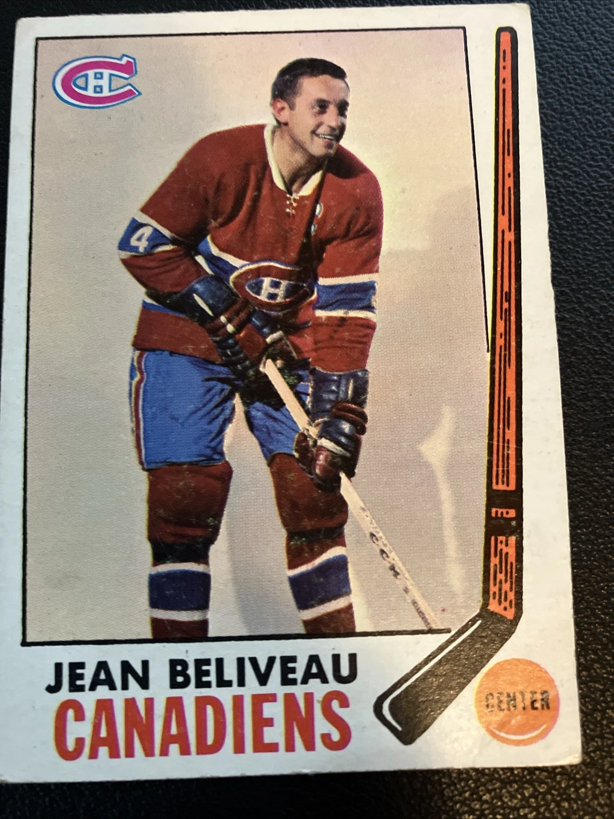 1969 - 70 Topps #10 Jean Beliveau - beautiful card.  MINOR Crease in bottom corn