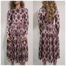 🆓US🛃 RARE SS2015 Dolce&Gabbana Sacred heart printed silk pink dress IT 38