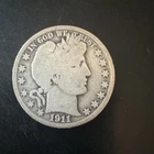 1911 Barber Half Dollar Silver Coin Circulated 50C San Francisco Variety