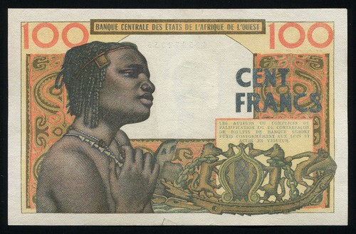 West African States - 100 Francs Banknote - ND (1959-1962) P-2b (F-VF) - Picture 2 of 2