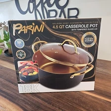 Parini Casserole Pot 4.5 QT Golden Chef Cookware Tempered Glass Lid