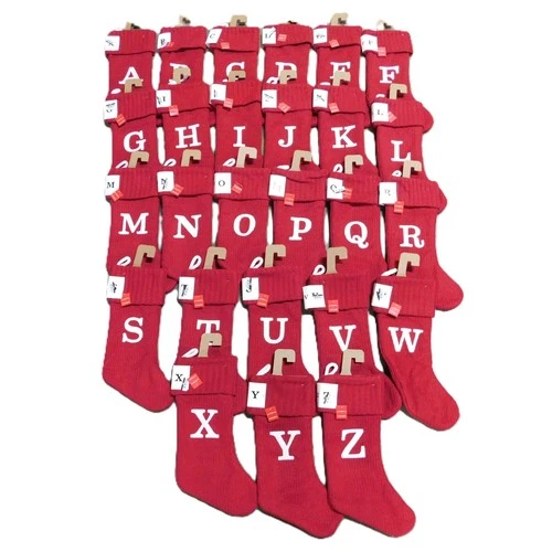 Wondershop Initial Monogram Knit 19" Christmas Stocking Red White Letters