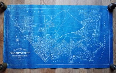Vintage Map Of Swampscott Mass. 1927 Heliotype Blueprint 17 x 30