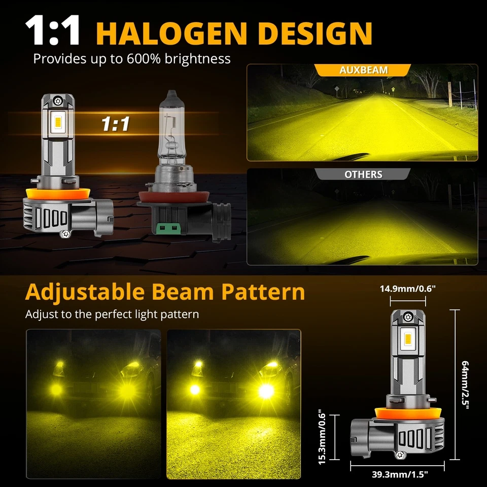 Для 2007-2013 Toyota Tundra AUXBEAM Canbus светодиодная противотуманная фара белый желтый - Изображение 2 из 4