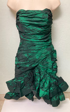 TADASHI VTG DRESS SZ 4 DEEP Green Strapless Pleaded COCKTAIL DRESS PROM DRESS