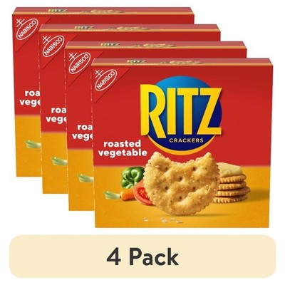 (4 pack) RITZ Roasted Vegetable Crackers, Snacks for Kids and Adults
