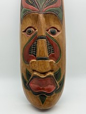 Tribal Ethnic Indonesian Hand Carved Wood Face Mask Art African Tiki Style 20  