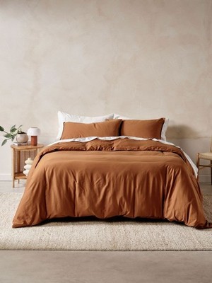 Linen House Surf Wash Quilt Cover Set (Rust) - Queen