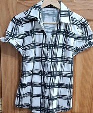 Express Design Studio Womens Plaid Collared S...