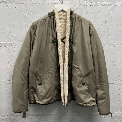 GREG LAUREN REVERSIBLE BOMBER JACKET ARMY GREEN NYLON WHITE FLEECE GL1 SZ 2 L - product listing photo