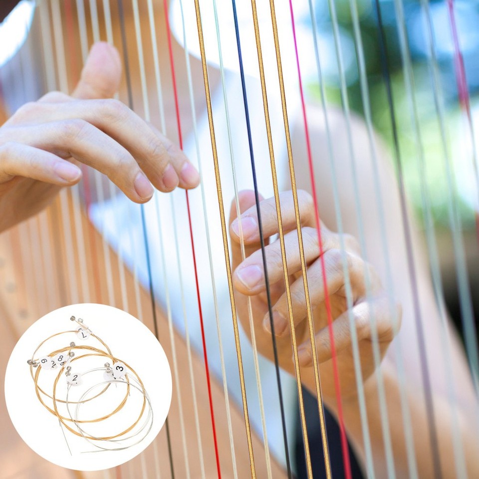 My Stringed Instruments Golden Lyre Strings Kit 10Pcs Durable Steel Strings for Musical ...