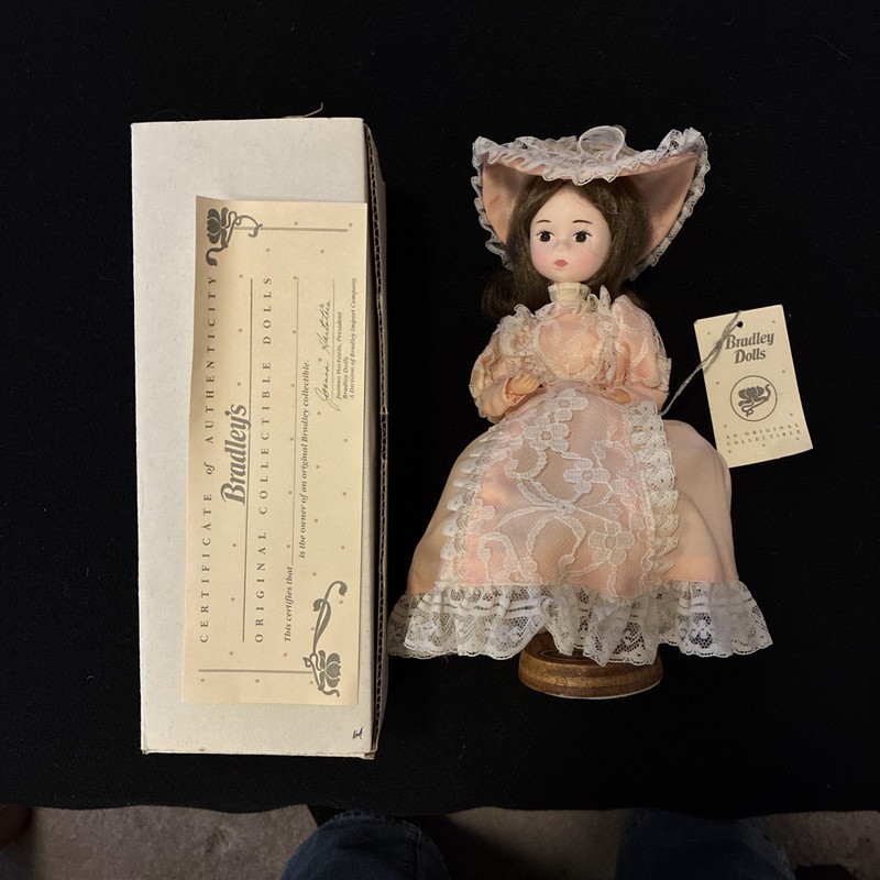 Vintage Original Collectible Bradley Doll With Pink Dress & Lace, Always Boxed