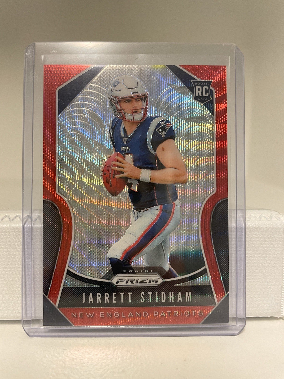 2019 Panini Prizm Jarrett Stidham #308 - Red Wave Rookie (RC) 43/149 - Patriots