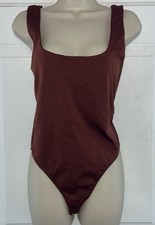 Seamless Bodysuit Brown Women  s Size L Snap Closure Stretch