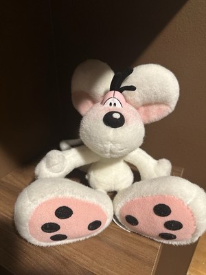 Vintage Diddl Mouse Plush Depesche Germany White Pink Paws Stuffed Animal Toy