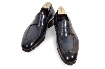 (FREE TARIFF) 2400$ TOM FORD shoes 'MTO' penny loafer RARE 6.5UK/7.5US lobb blue