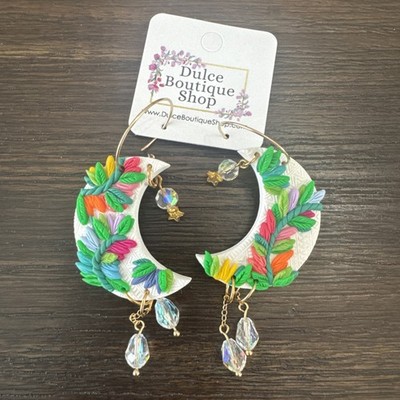 Sungazing Celestial Dangles Earrings - Whimsical Green And Beads
